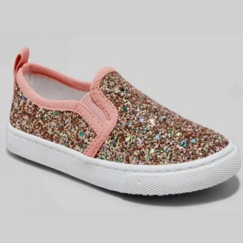 Cat & Jack Madigan Glitter Slip On Sneakers Pink Size 6 Toddler